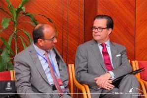 De gauche à droite : S.E.M. Ibrahim ElKhouli, Directeur des Affaires de la Francophonie, Ministère Égyptien des Affaires Étrangères et S.E.M. Stéphane Romatet, Ambassadeur de France en Égypte
