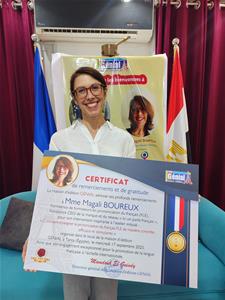 Atelier Comment enseigner la prononciation du fran&ccedil;ais (FLE) de mani&egrave;re concr&egrave;te, efficace et stimulante par Magali Boueux &agrave; Tanta au local de la maison G&eacute;nial
